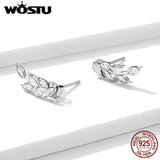925 Silver CZ Wheat Stud Earrings Female Jewelry Gift