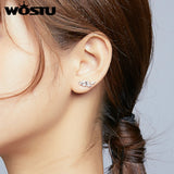 925 Silver CZ Wheat Stud Earrings Female Jewelry Gift