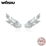 925 Silver CZ Wheat Stud Earrings Female Jewelry Gift