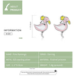 925 Sterling Silver Pink Flamingo Stud Earrings