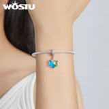 925 Silver Crystal Snowflake Zircon Pendant Charm Beads for Bracelet DIY Jewelry