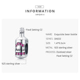 925 Silver Disco Beer Bottle Pendant Charm Beads