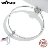 Sterling Silver Wine Glass Pendant Charm Beads for Bracelet DIY Jewelry