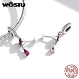 Sterling Silver Wine Glass Pendant Charm Beads for Bracelet DIY Jewelry