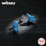 925 Silver Cute Shark Stud Earrings Jewelry Gift
