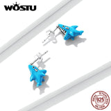 925 Silver Cute Shark Stud Earrings Jewelry Gift
