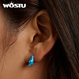925 Silver Cute Shark Stud Earrings Jewelry Gift