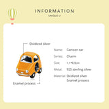 925 Silver Orange Cartoon Car Pendant Charm Beads for Bracelet DIY