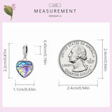 925 Silver Purple Fish Scale Heart Pendant Charm Beads for DIY Bracelet
