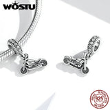 925 Sterling Silver Motorbike Car Pendant Charm Bead Bracelet DIY