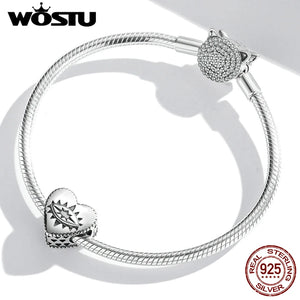 925 Silver Vintage Demon Eye Heart Pendant Bead for Bracelet DIY
