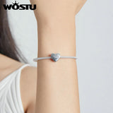 925 Silver Vintage Demon Eye Heart Pendant Bead for Bracelet DIY