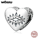 925 Silver Vintage Demon Eye Heart Pendant Bead for Bracelet DIY