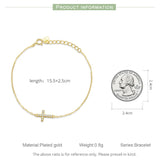 925 Silver Zircon Cross Bracelet Charm On Hand CTB088