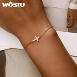 925 Silver Zircon Cross Bracelet Charm On Hand CTB088