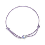 925 Silver Purple Bracelet Cute Fish Adjustable Hand Rope for Women