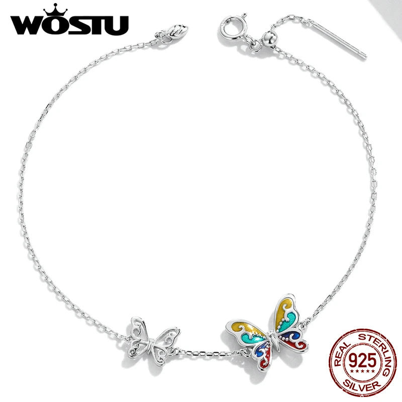 925 Silver Butterfly Chain Bracelet for Women