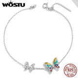 925 Silver Butterfly Chain Bracelet for Women