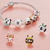 925 Silver Bee Charm Panda Owl Bear Enamel Beads Pendant