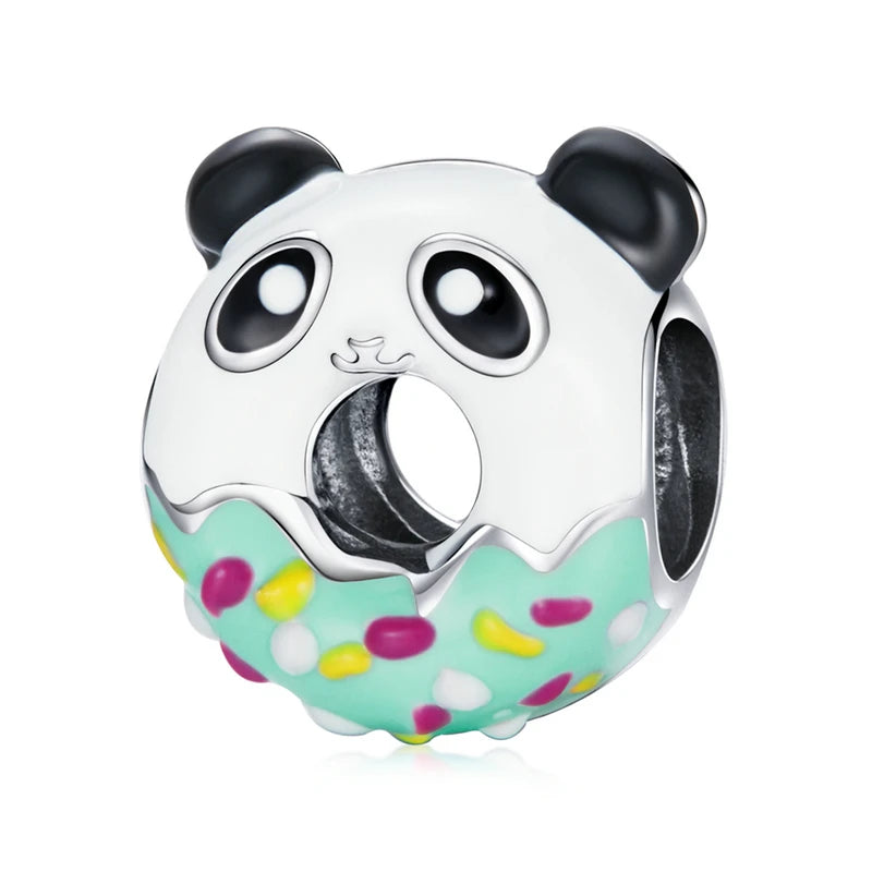 925 Silver Bee Charm Panda Owl Bear Enamel Beads Pendant