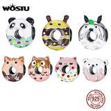 925 Silver Bee Charm Panda Owl Bear Enamel Beads Pendant