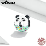 925 Silver Bee Charm Panda Owl Bear Enamel Beads Pendant