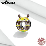925 Silver Bee Charm Panda Owl Bear Enamel Beads Pendant