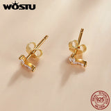 925 Silver Butterfly Stud Earrings with Zircons for Women