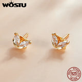925 Silver Butterfly Stud Earrings with Zircons for Women