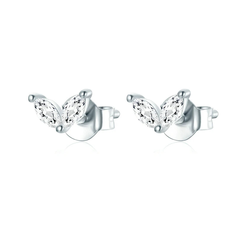 925 Silver Butterfly Stud Earrings with Zircons for Women