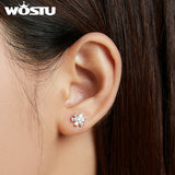 925 Silver Butterfly Stud Earrings with Zircons for Women