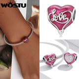 925 Silver Heart Clover Lock Key Charms Zircon Safety Chain for Women
