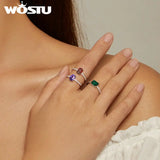 925 Silver Zircon Wedding Rings Delicate Bride Engagement Party Ring