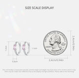925 Sterling Heart Hoop Earrings Zircon Dangle Drop Wedding Jewelry