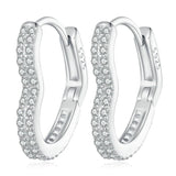 925 Sterling Heart Hoop Earrings Zircon Dangle Drop Wedding Jewelry