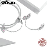 925 Sterling Heart Silver Silicone Safety Chain Charm Bead for Pendant DIY