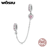 925 Sterling Heart Silver Silicone Safety Chain Charm Bead for Pendant DIY