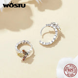 925 Silver Bee Ear Clips Yellow Zircon Ear Hoop