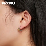 925 Silver Bee Ear Clips Yellow Zircon Ear Hoop