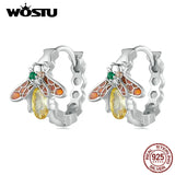 925 Silver Bee Ear Clips Yellow Zircon Ear Hoop