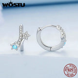 925 Silver Star Earrings with Opal&Zircon Ear Hoops for Women