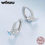 925 Silver Star Earrings with Opal&Zircon Ear Hoops for Women