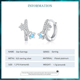 925 Silver Star Earrings with Opal&Zircon Ear Hoops for Women