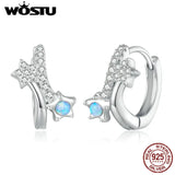 925 Silver Star Earrings with Opal&Zircon Ear Hoops for Women