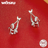 925 Silver Enamel Lucky Carp Ear Clips Ear Hoops for Women
