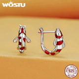 925 Silver Enamel Lucky Carp Ear Clips Ear Hoops for Women