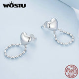 925 Silver Heart Tassel Earrings Chain Ear Hoop for Women Kids