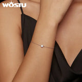 925 Silver Moissanite Bracelet Adjustable Chain Charm Women Wedding Gift Jewelry