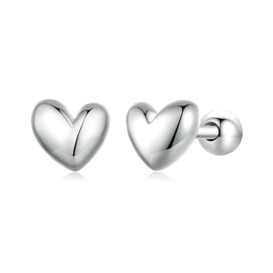 925 Silver Heart Stud Earrings Wedding Jewelry Gift