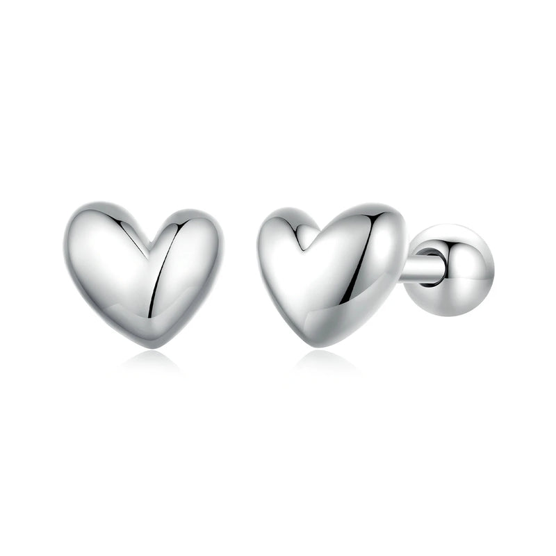 925 Silver Heart Stud Earrings Wedding Jewelry Gift